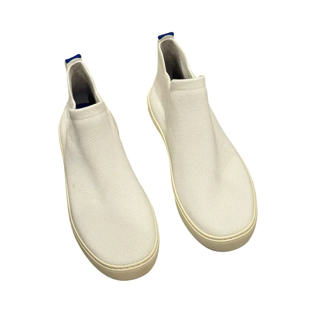 Rothy’s Women's The Chelsea Boot in White Flat Sneaker Shoes Size 8 NWOB